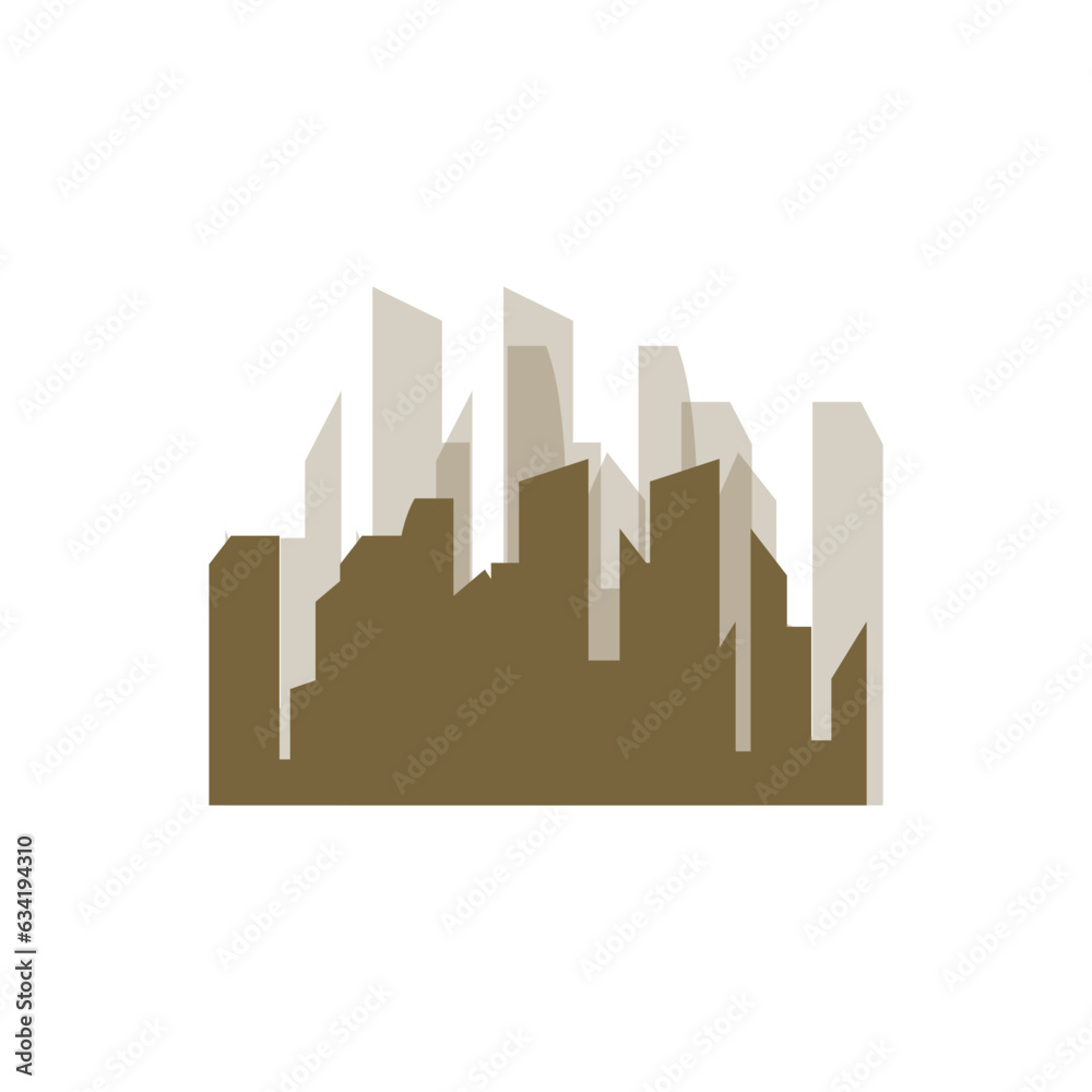 Skyline Logo, Simple Modern Design of Skyscrapers, Vector Cityscape Buildings, Icon Silhouette Illustration