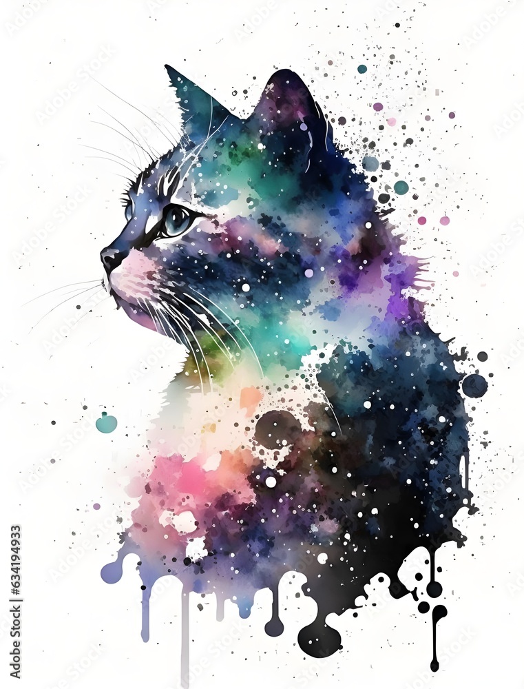 Aquarell Katze mit eleganten Farben