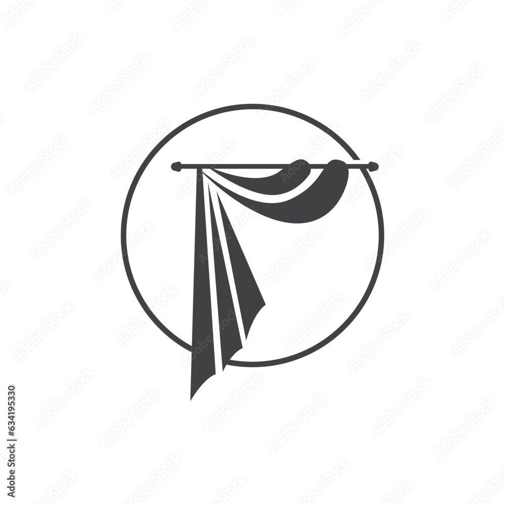 Home And Exhibition Curtain Logo Design, Building Decoration Vector Illustration