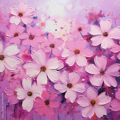 Pink Flowers Painting 