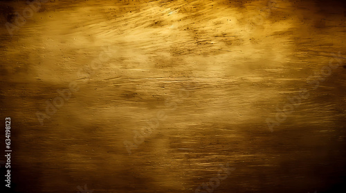 Gold texture, brushed golden plate. Scratched grunge gold plate industrial. Generative AI technology. © Grycaj