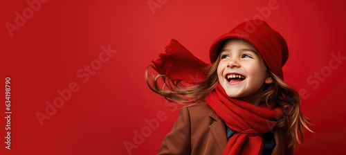 Cute Young Girl in Scarf an...