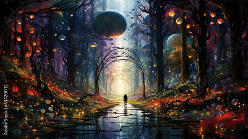 Incredible  surreal  highly detailed fantasy psychedelic landscape of giant mushrooms  fantasy  wonder  dreams and consciousness