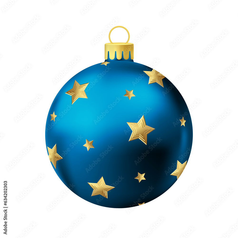 Blue Christmas tree ball with gold star Blue Christmas tree ball with gold star
