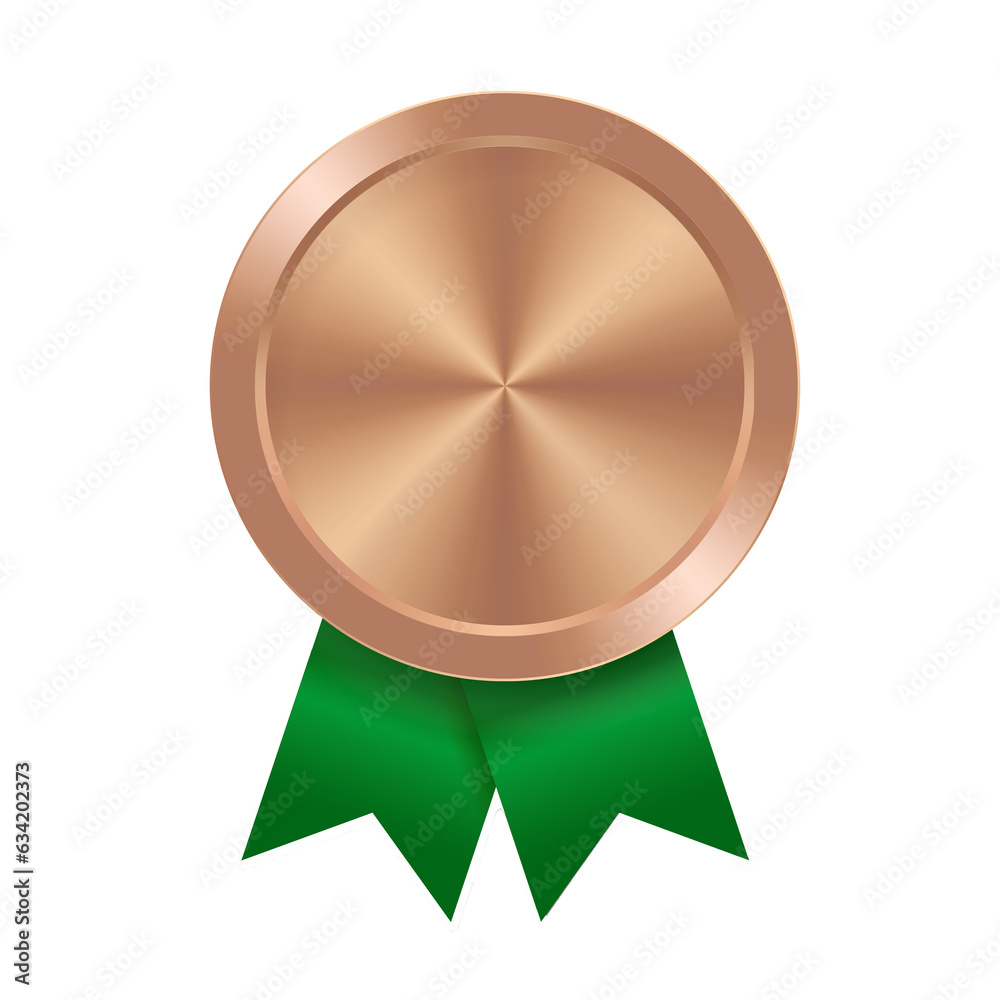 Bronze award sport medal for winners with green ribbon Bronze award sport medal for winners with green ribbon