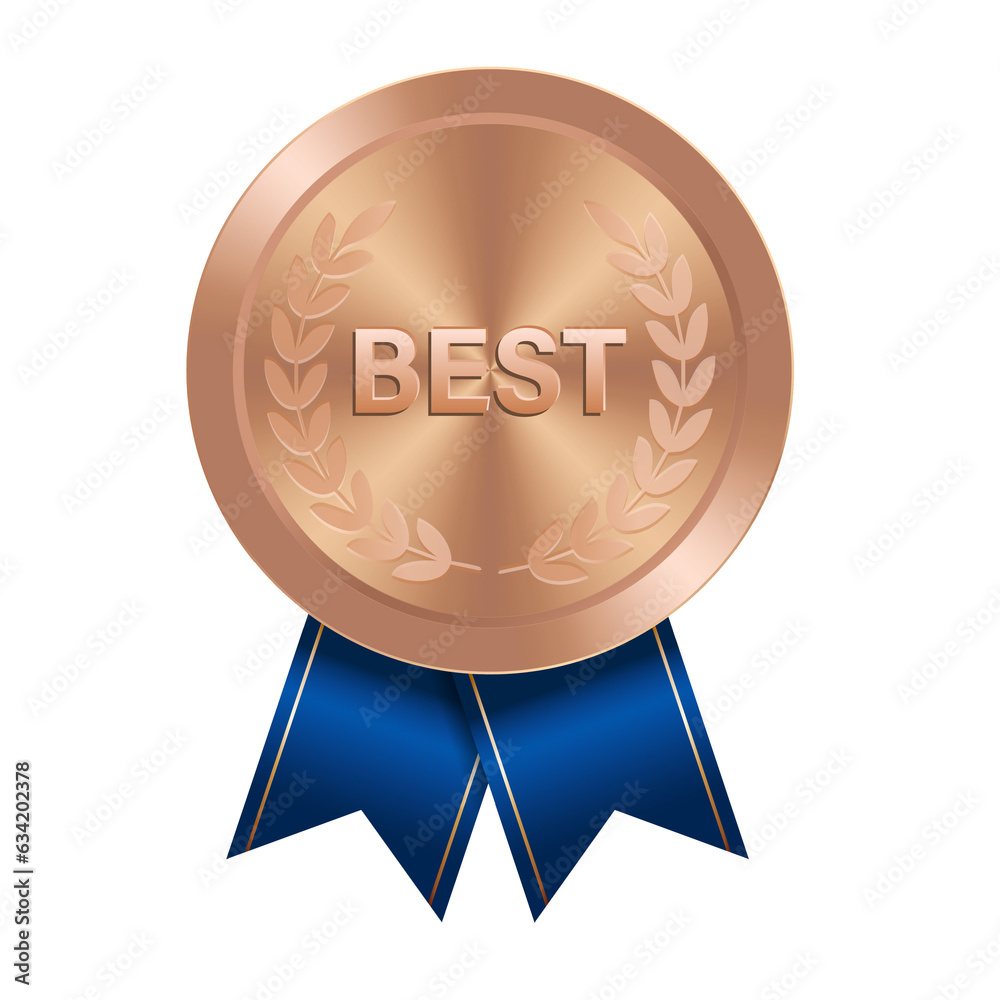 Bronze BEST award sport medal for winners with blue ribbon Bronze BEST award sport medal for winners with blue ribbon