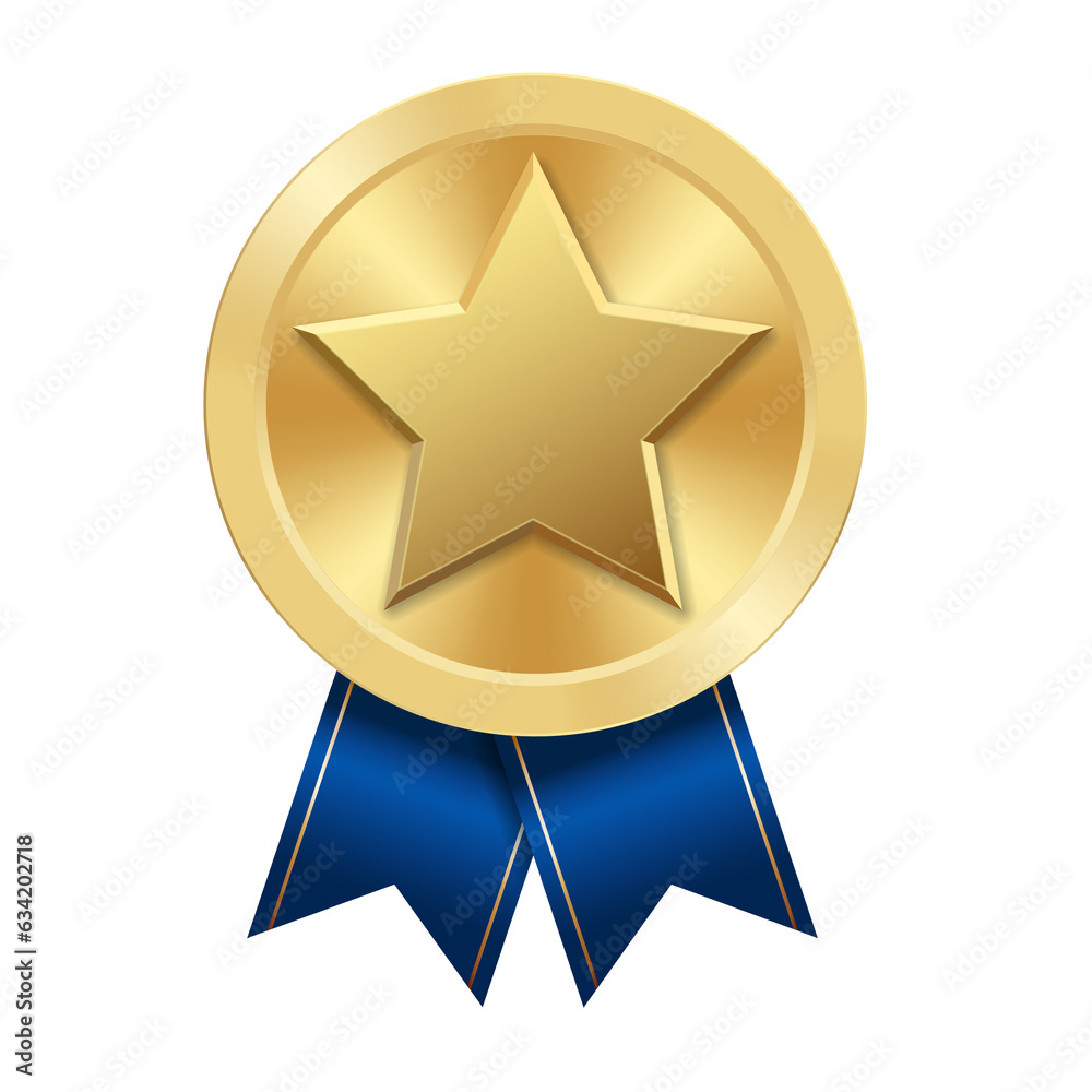 Golden award medal with star Illustration from geometric shapes Golden award medal with star Illustration from geometric shapes