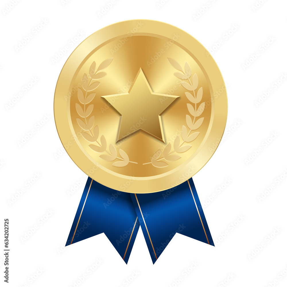 Golden award medal with star Illustration from geometric shapes Golden award medal with star Illustration from geometric shapes