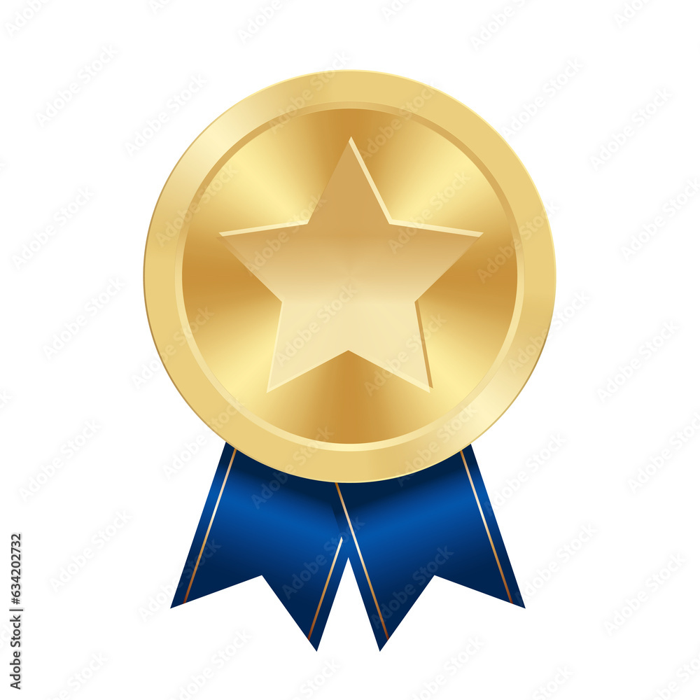 Golden award medal with star Illustration from geometric shapes Golden award medal with star Illustration from geometric shapes