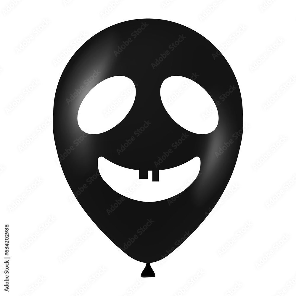 Fototapeta premium Halloween black balloon illustration with scary and funny face