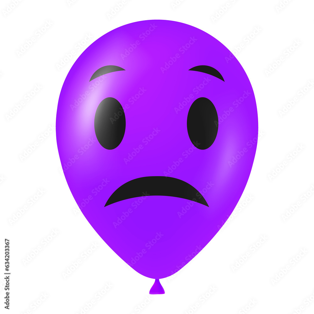 Fototapeta premium Halloween purple balloon illustration with scary and funny face