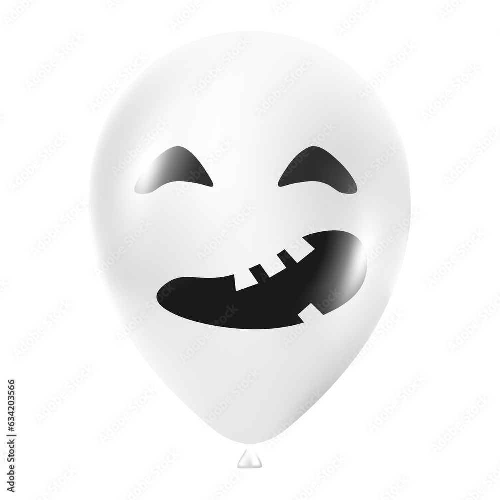Halloween white balloon illustration with scary and funny face isolated on dark background Halloween white balloon illustration with scary and funny face isolated on dark background