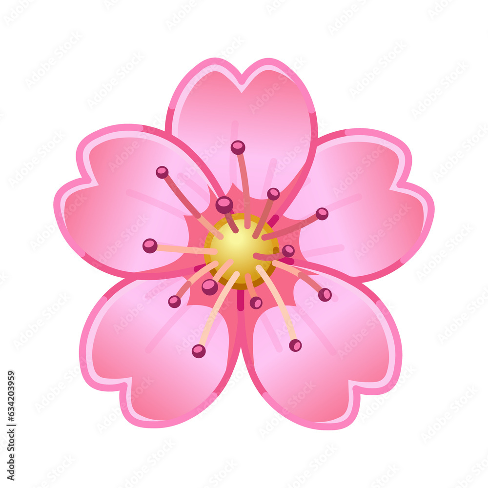Simple pink flower Large size of emoji spring flower - obrazy, fototapety, plakaty 