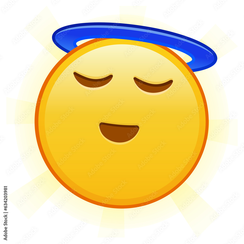 Smiling face with halo above head Large size of yellow emoji smile Smiling face with halo above head Large size of yellow emoji smile