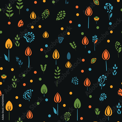 Seamless Colorful Tulip Pattern.Seamless pattern of tulips in colorful style. Add color to your digital project with our pattern!