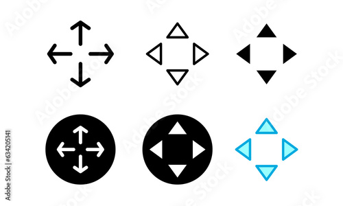 set move icon arrow drag symbol, direction arrow on white background. Editable symbol.