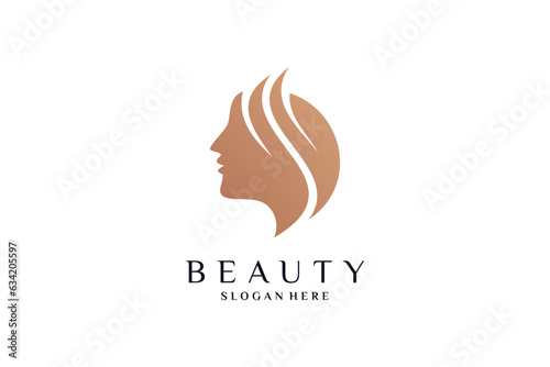 Woman face logo design template for beauty salon logo with creative idea