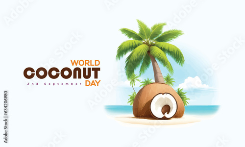 world coconut day logo and poster vector illustration photo