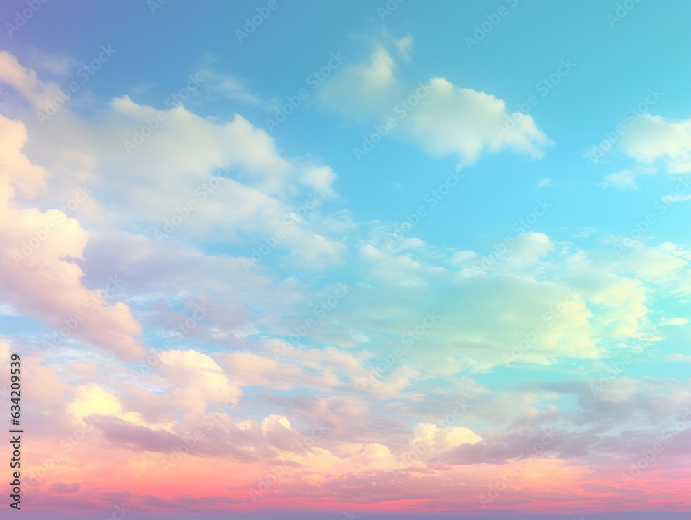 Background of colorful Summer sky panorama concept: Dramatic sunset with twilight color beautiful sky and clouds on sunset