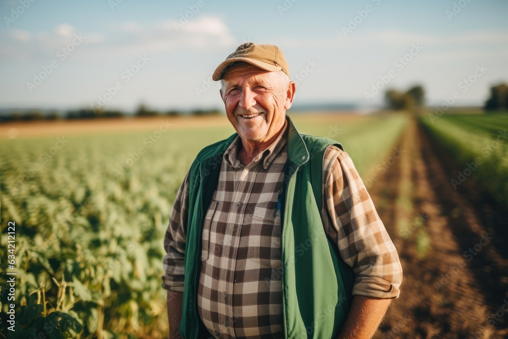 Portrait of a smiling senior man at his farm in the countryside