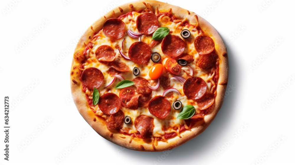 Delicious pizza with variety of cheese and vegetable toppings Delicious pizza with variety of cheese and vegetable toppings