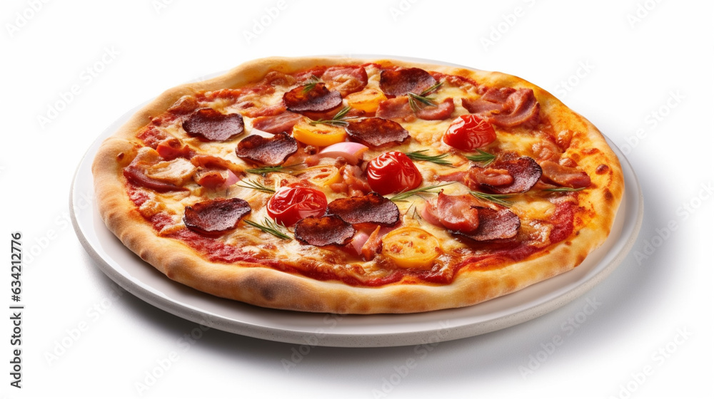 Delicious Italian Cuisine Pizza on a White Background