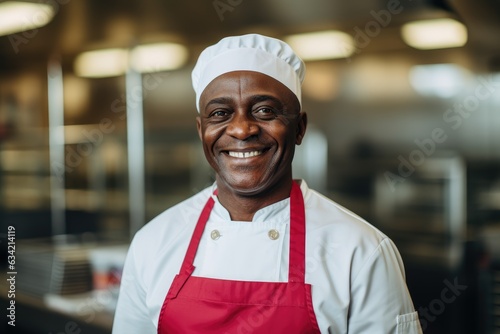 Middle aged african american chef working in a restaurant kitchen