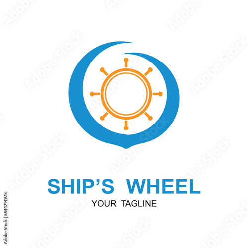 Ship wheel logo vector illustration design
