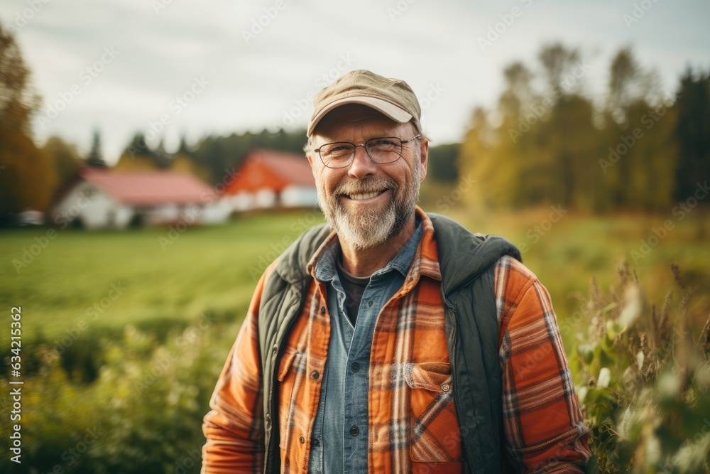 Senior caucasian male farmer smiling portrait on a farm Senior caucasian male farmer smiling portrait on a farm