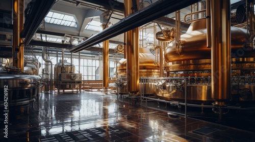 Brewery Exterior And Interior View, Modern Engineering Commercial Scene. Generative AI