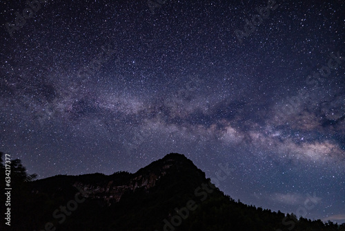 Stargazing  Milky Way  Changqi Town  Chishui City  Guizhou Province  China. Moon Lake Scenic Resort of Chishui. Hong-Chuan Yan