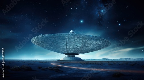 A massive radio telescope dish, capturing signals from distant galaxies. Generative AI