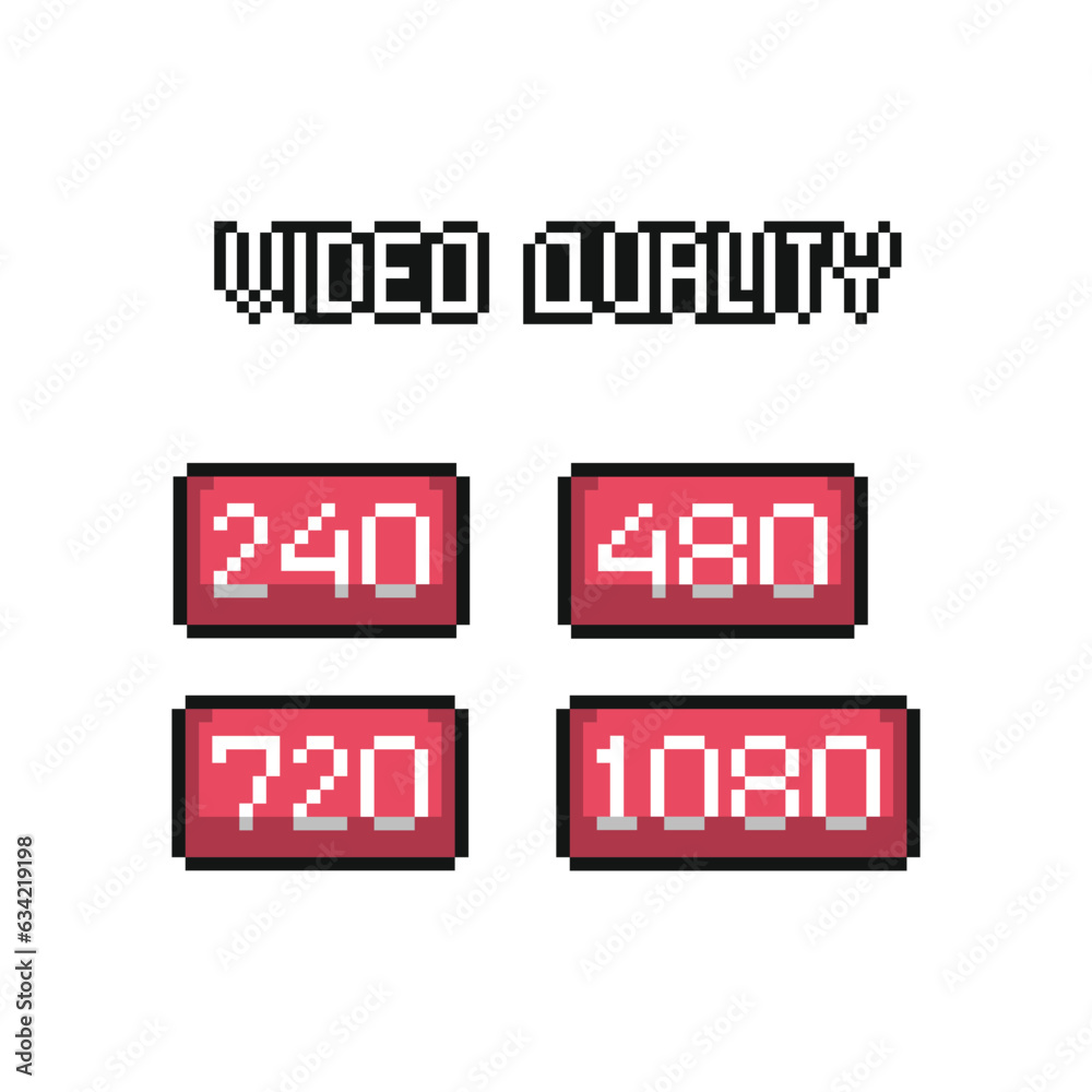 this is video quality icon in pixel art with red color and white background,this item good for presentations,stickers, icons, t shirt design,game asset,logo and project. this is video quality icon in pixel art with red color and white background,this item good for presentations,stickers, icons, t shirt design,game asset,logo and project.