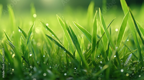 Emerald Dewdrops: Capturing the Sparkle of Fresh Grass. AI Generative, Midjourney.