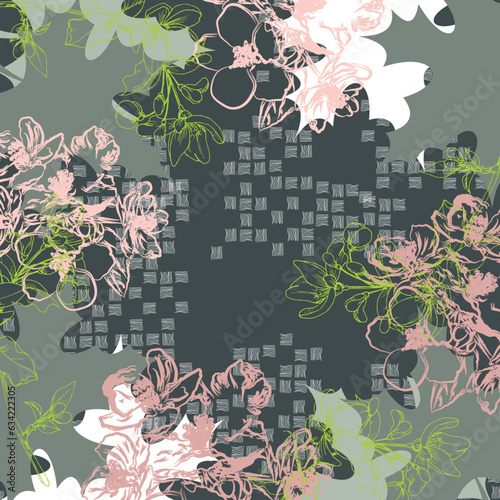 printed square scarf with abstract floral pattern design