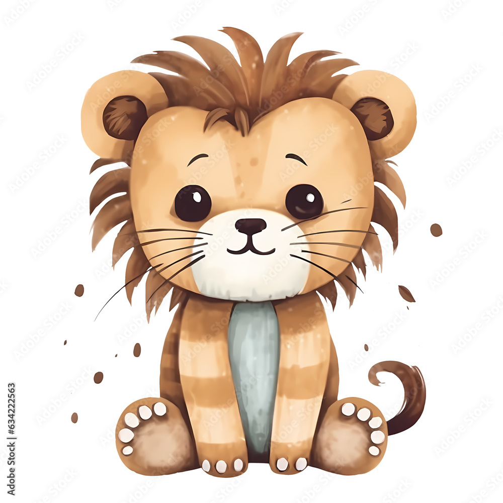 Cute Safari Baby Lion Clipart Illustration Stock Illustration | Adobe Stock