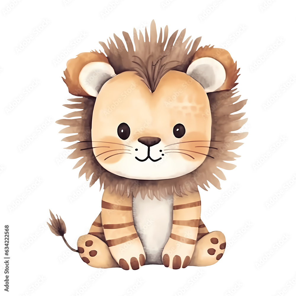 Cute Safari Baby Lion Clipart Illustration Stock Illustration | Adobe Stock
