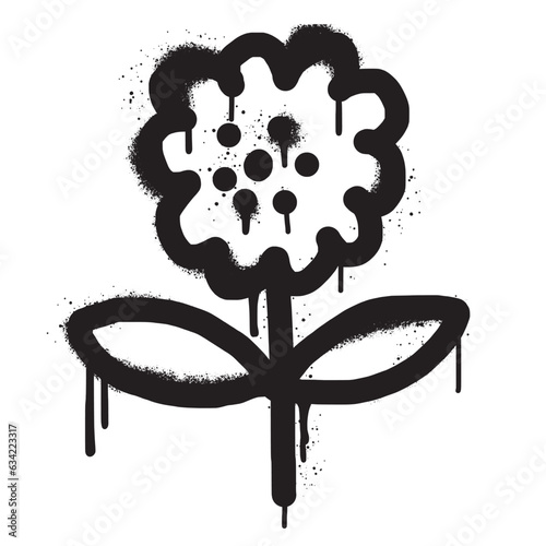 Spray Painted Graffiti flower Sprayed isolated with a white background.