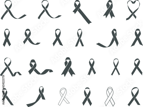 Awareness Ribbon Silhouette, Ribbon Silhouette, Cancer Svg, Awareness Ribbon SVG, Cancer Ribbon Silhouette, Breast Cancer Ribbon,  Ribbon Bundle, Ribbon icon set
