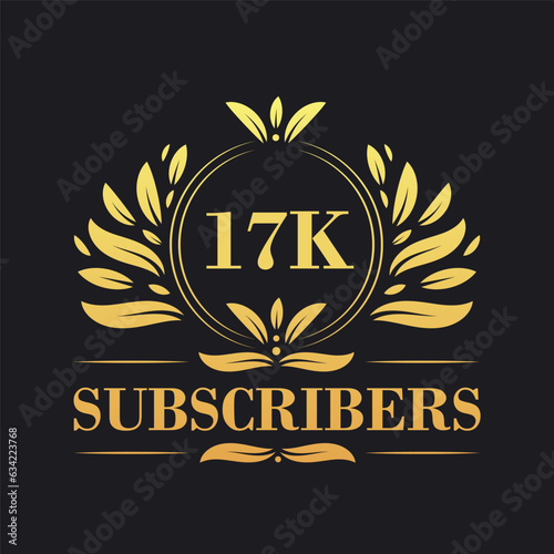 17K Subscribers celebration design. Luxurious 17K Subscribers logo for social media subscribers