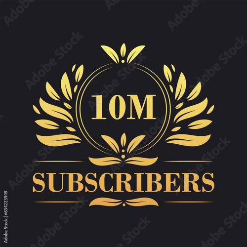 10M Subscribers celebration design. Luxurious 10M Subscribers logo for social media subscribers