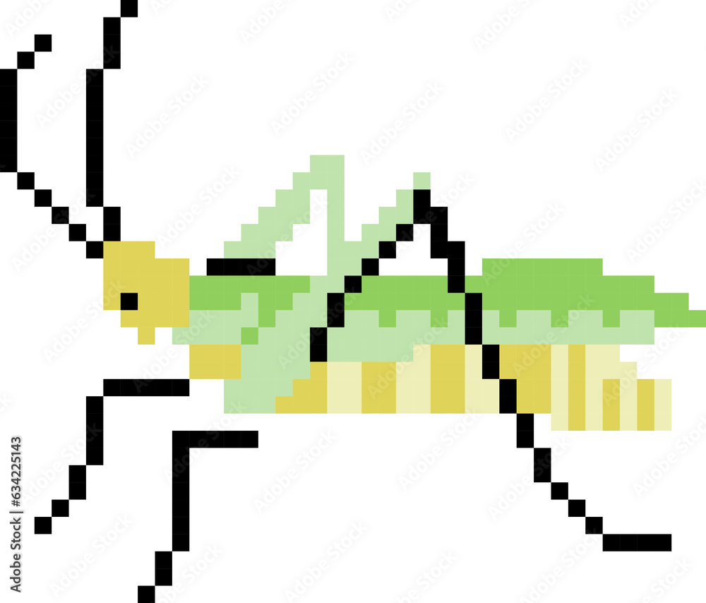 Obraz premium Grasshopper cartoon icon in pixel style