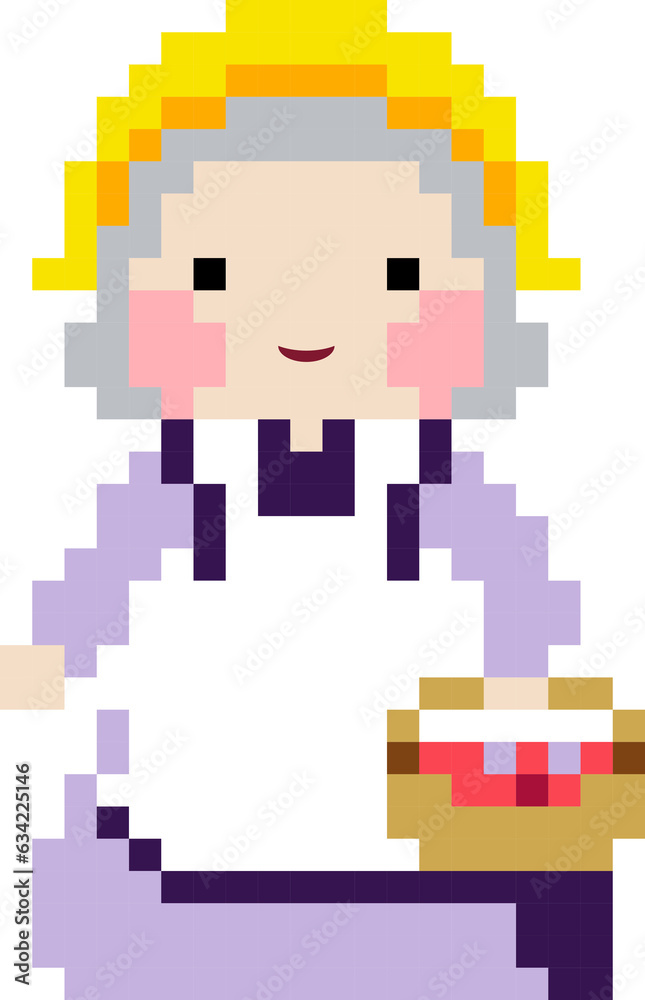 Grandmother cartoon icon in pixel style Grandmother cartoon icon in pixel style
