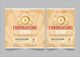Set of charity fundraising poster and square post templates, vector illustration eps 10