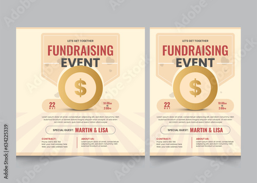 Set of charity fundraising poster and square post templates, vector illustration eps 10