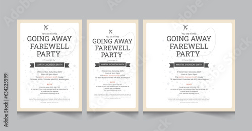 Going away party invitaion templates, farewell party a4 poster and square instagram post, vector illustration eps 10