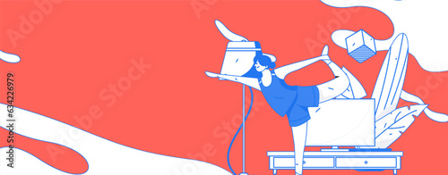 Practicing yoga for physical and mental health flat vector character concept operation hand drawn illustration
