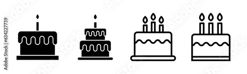Cake icon set illustration. Cake sign and symbol. Birthday cake icon