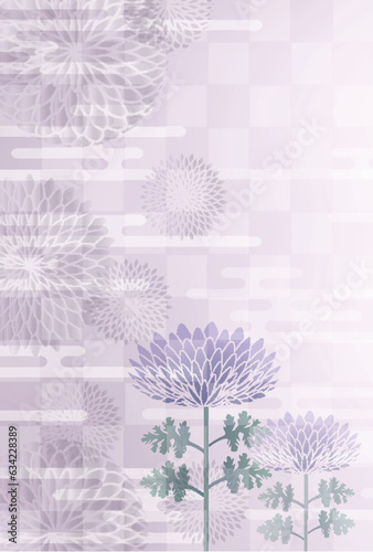 喪中　菊　はがき　和柄　背景