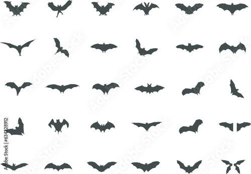 Bat silhouettes, Bats icon, Halloween bat silhouettes, Bats Svg, Scary bats silhouette, Bat vector, Bats © DesignLands 